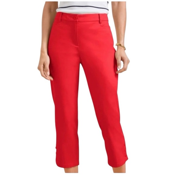 Talbots Perfect Skimmer Red Capris Pants Slim Fit Mid-Calf Cotton Size: 6 - Picture 1 of 7